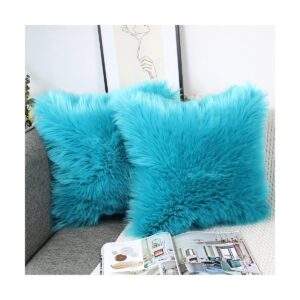 teal faux fur cushion cover fur cushion 9 2 1200
