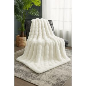 white bubble faux fur throw white 1 1200