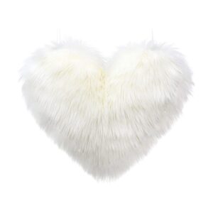 white heart fur cushion fur pillow 53 1200