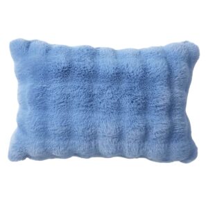 Blue Bubble Faux Fur Throw Pillow, 14x20 — product view