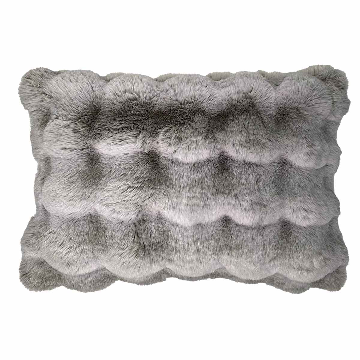 Grey Bubble Faux Fur Throw Pillow, 14x20 — product view