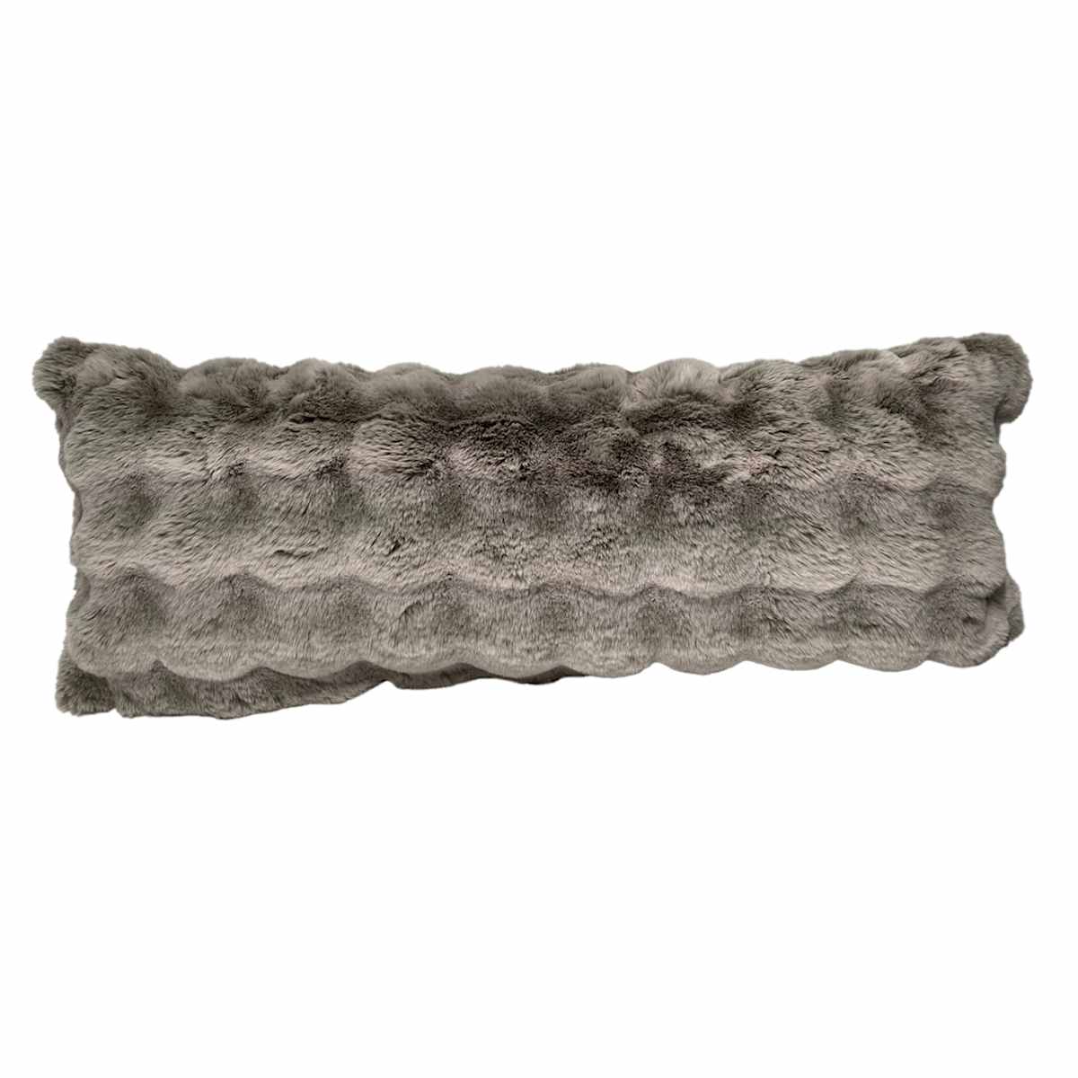 Grey Bubble Faux Fur Throw Pillow, 14x36 — product view