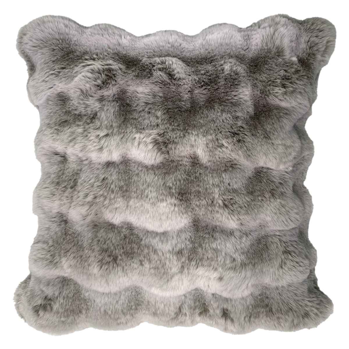 Grey Bubble Faux Fur Throw Pillow, 18 inch — product view