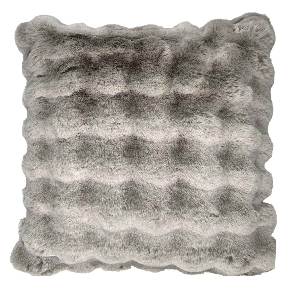 Grey Bubble Faux Fur Throw Pillow, 24 inch — product view
