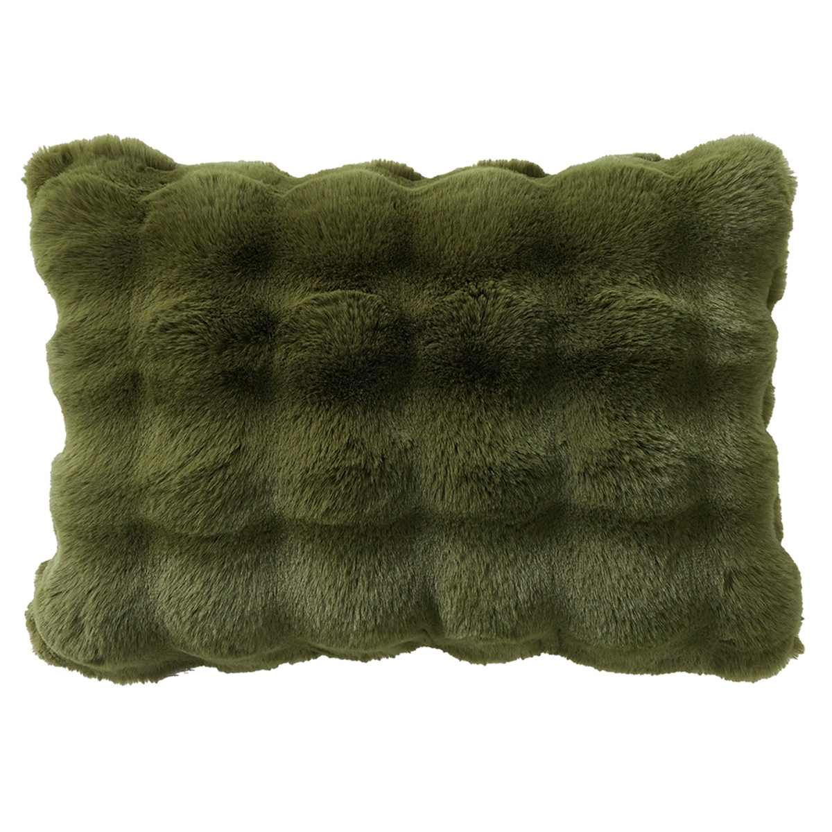 Olive Green Bubble Faux Fur Throw Pillow, 14x20 — product view