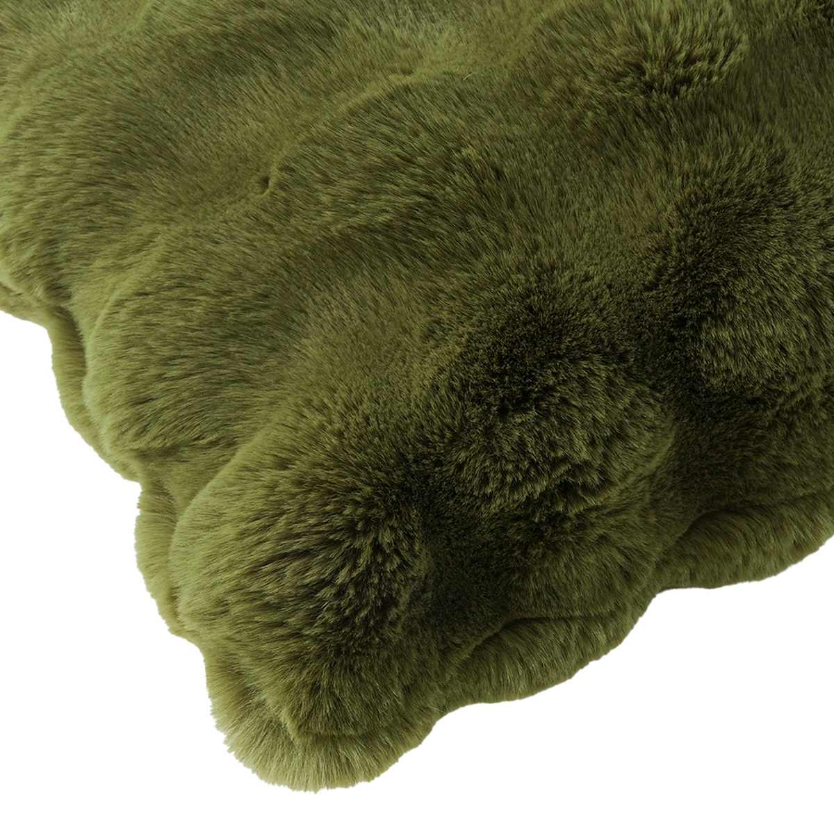 Olive Green Bubble Faux Fur Throw Pillow, 14x20 — gallery view 3