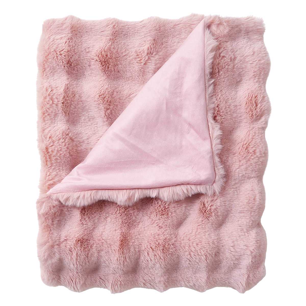 Pink Bubble Faux Fur Throw Blanket, 50x60 — product view