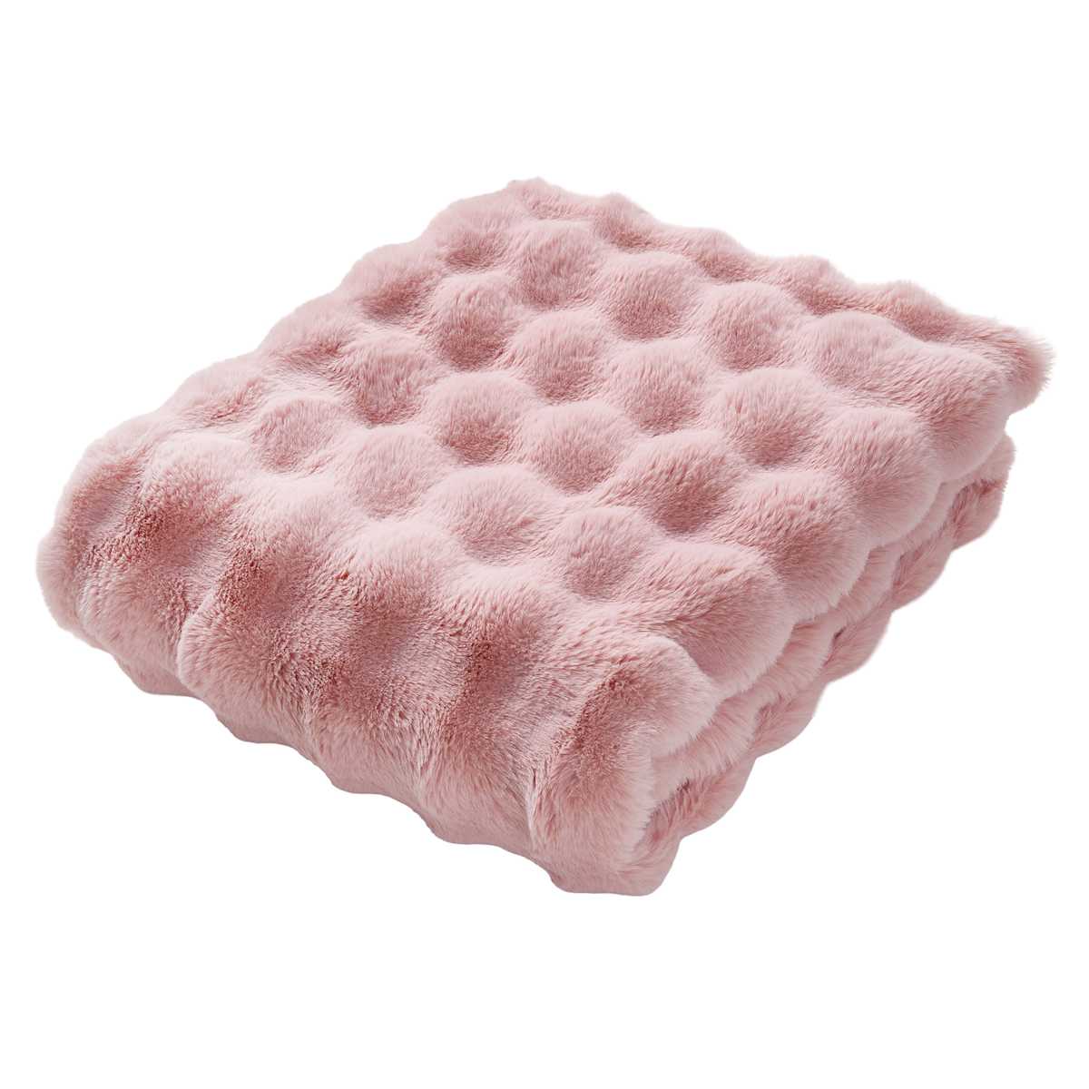 Pink Bubble Faux Fur Throw Blanket, 50x60 — gallery view 3