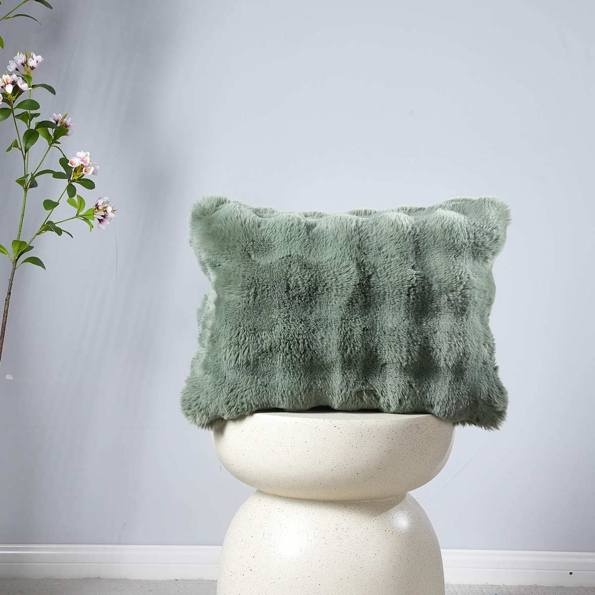 Sea Spray Bubble Faux Fur Throw Pillow, 14x20 — gallery view 2