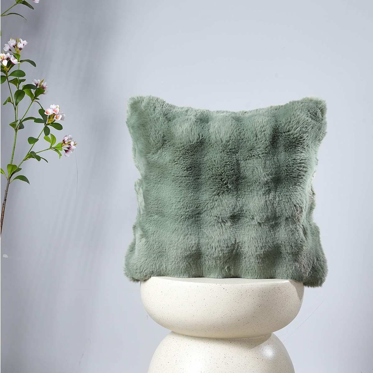 Sea Spray Bubble Faux Fur Throw Pillow, 18 inch — gallery view 2