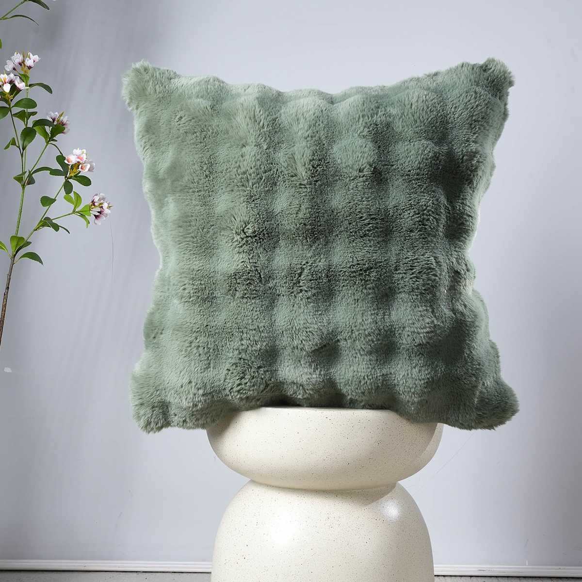 Sea Spray Bubble Faux Fur Throw Pillow, 24 inch — gallery view 2