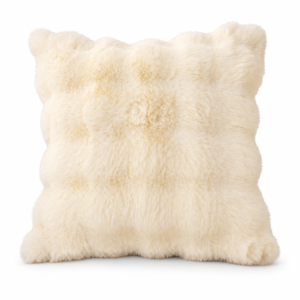 Cream square faux fur cushion with soft cloud bubble texture